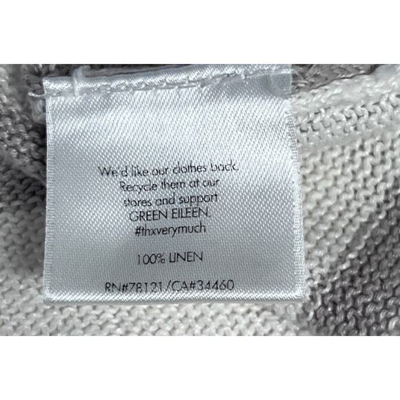 Eileen Fisher Sweater Women's X-Small White Tan 100% Linen Button Up Cardigan - Picture 9 of 10